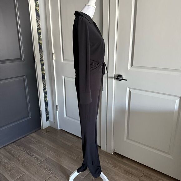 Zara Black Stretch Matching Set With Long Sleeve Blouse and Coord Pants Size M - Picture 3 of 6